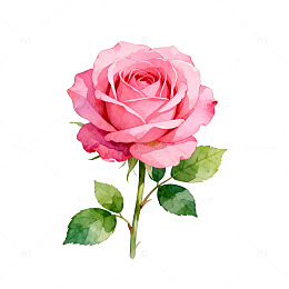 水彩粉红玫瑰插画设计素材