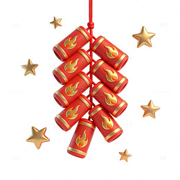 红色鞭炮节日装饰元素