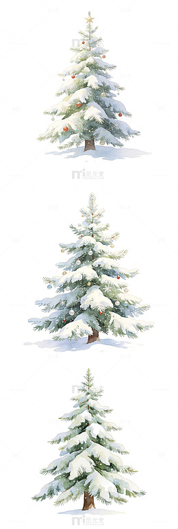 淡彩 圣诞树 温柔治愈 文艺 插画