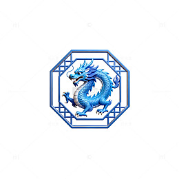 蓝色中国龙图案设计