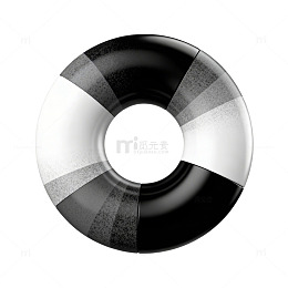 黑白简洁救生圈设计元素