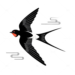 卡通燕子飞翔插画