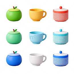 多彩杯子图案设计素材