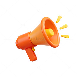 3D立体橙色喇叭图标设计元素