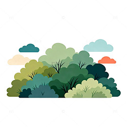 扁平风森林树木插图