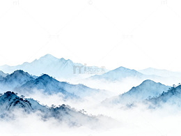 水墨山水画云雾缭绕