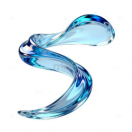 蓝色水流动感艺术字设计素材