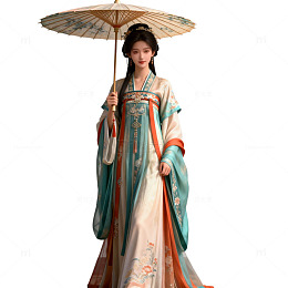 古风汉服美女伞下立