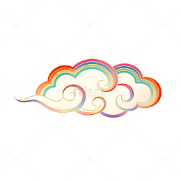 彩虹祥云卡通图案设计元素