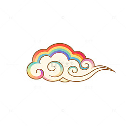 彩虹云彩卡通图案设计元素