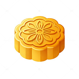 卡通风格金黄色月饼插图