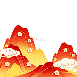中国风山水画插画设计素材