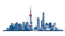 城市天际线卡通简笔画