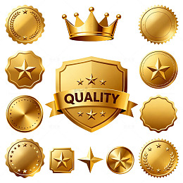 金色徽章品质标志设计素材