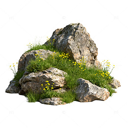 自然岩石草地风景3D模型