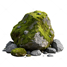 自然风岩石苔藓3D模型