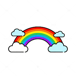 彩虹云朵卡通插画