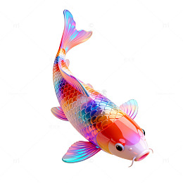 彩虹锦鲤仿真鱼装饰摆件