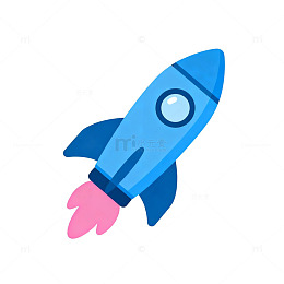 卡通蓝色火箭图标设计元素