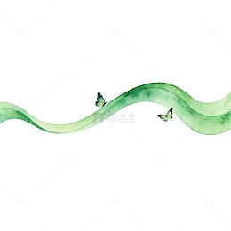 水彩绿带蝴蝶装饰画