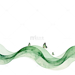 水墨风蝴蝶绿波装饰画