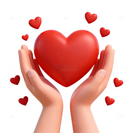 双手托心浪漫插画