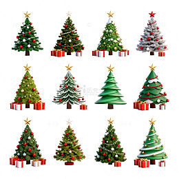 圣诞树装饰插画素材