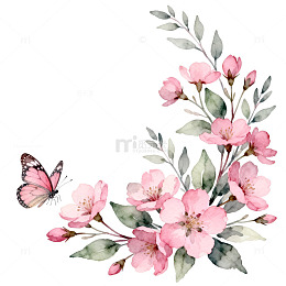 水彩花卉蝴蝶装饰图案
