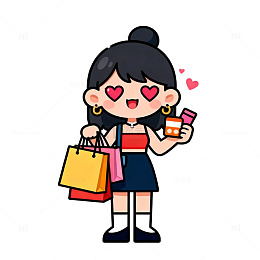 卡通少女购物可爱头像