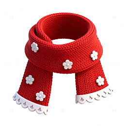 红色花朵针织围巾