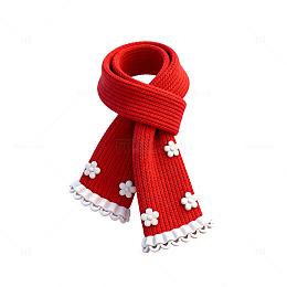 红色花朵围巾针织服饰