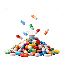 五彩药片堆放插画设计素材