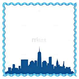 城市天际线边框装饰图案