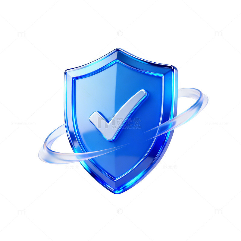 蓝色盾标安全认证图案