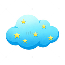 卡通云朵星星插画