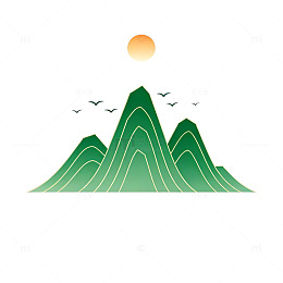 简约山水风景插画设计元素