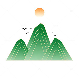 绿色山水简约风景矢量图