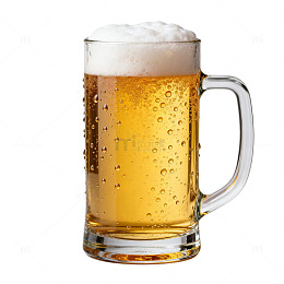 冰爽啤酒玻璃杯特写