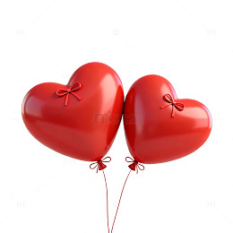 浪漫红心气球插画