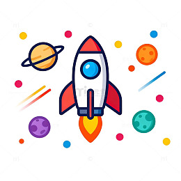 卡通风格太空探险插画设计素材