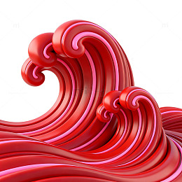 红色波浪艺术造型设计素材