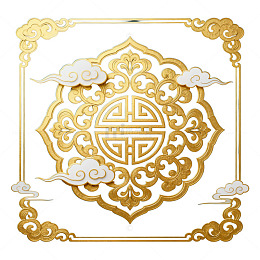 传统金色祥云花纹装饰图案