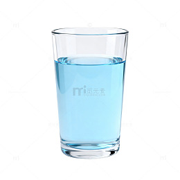 简约透明玻璃杯水图
