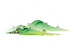 简约绿色山丘风景插画