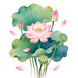 水墨风荷花绘画设计元素