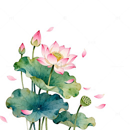 水墨风荷花淡雅意境装饰图案