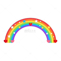 卡通彩虹爱心图案装饰素材