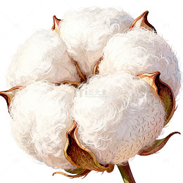 水彩棉花植物插画