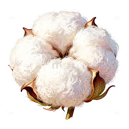 手绘风格棉花插图