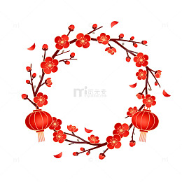 喜庆梅花灯笼装饰图案